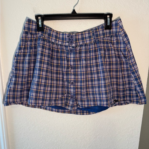 Abercrombie & Fitch Y2K Vintage Smocked Plaid Mini Skirt Womens Size Medium - Picture 1 of 9